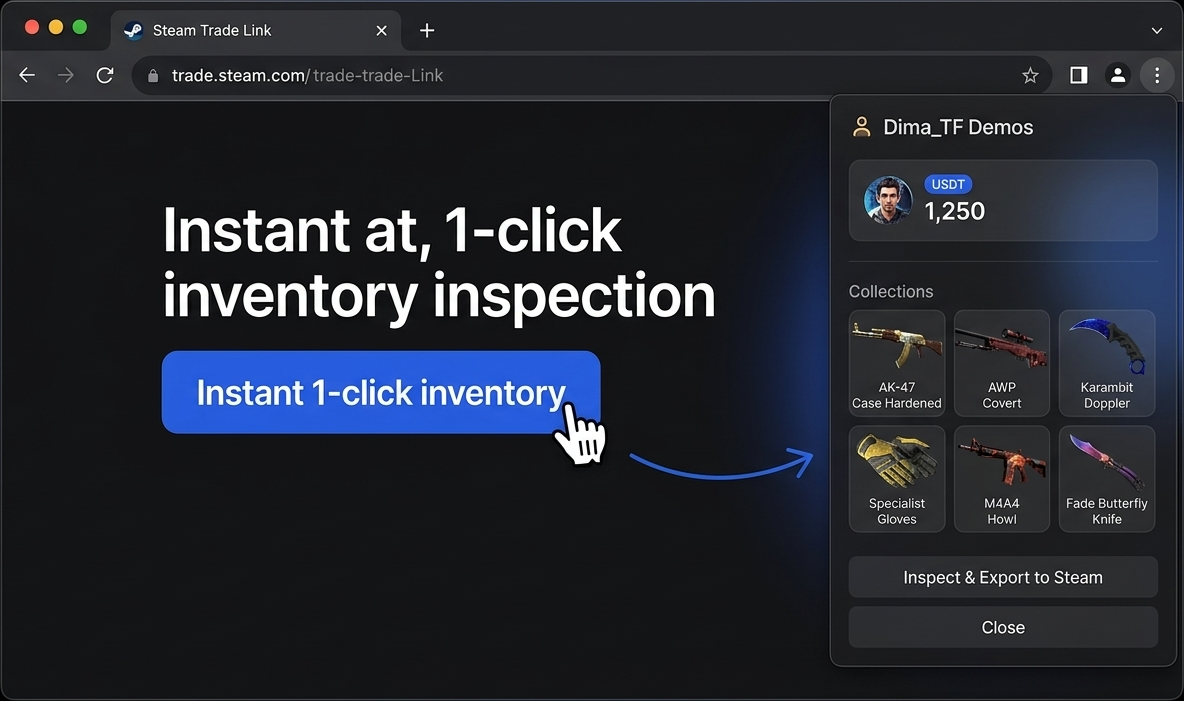 SteamVaults Chrome Extension Window Mockup