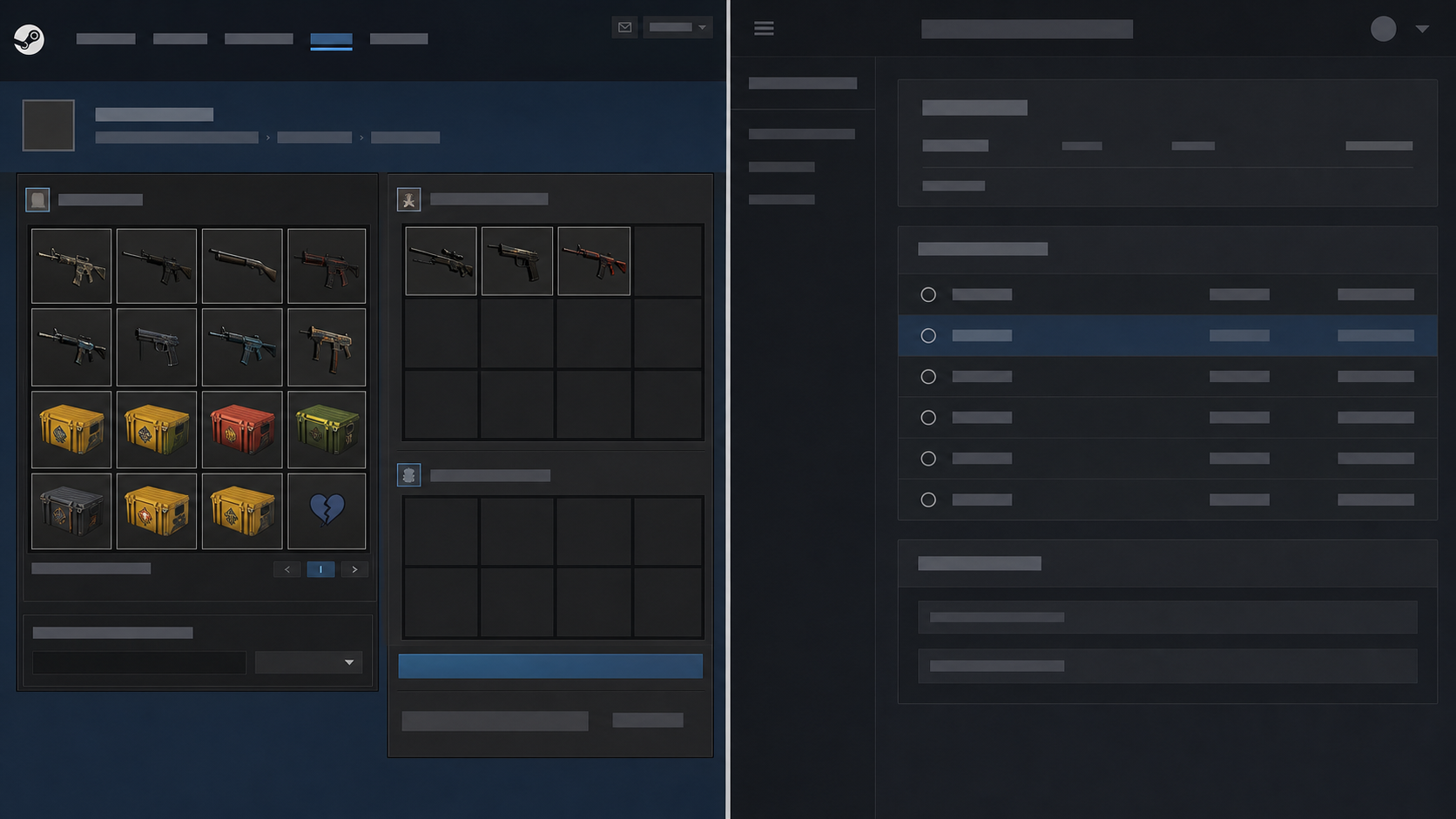 계정에 묶인 Steam Wallet과 여러 외부 목적지가 따로 표시된 화면