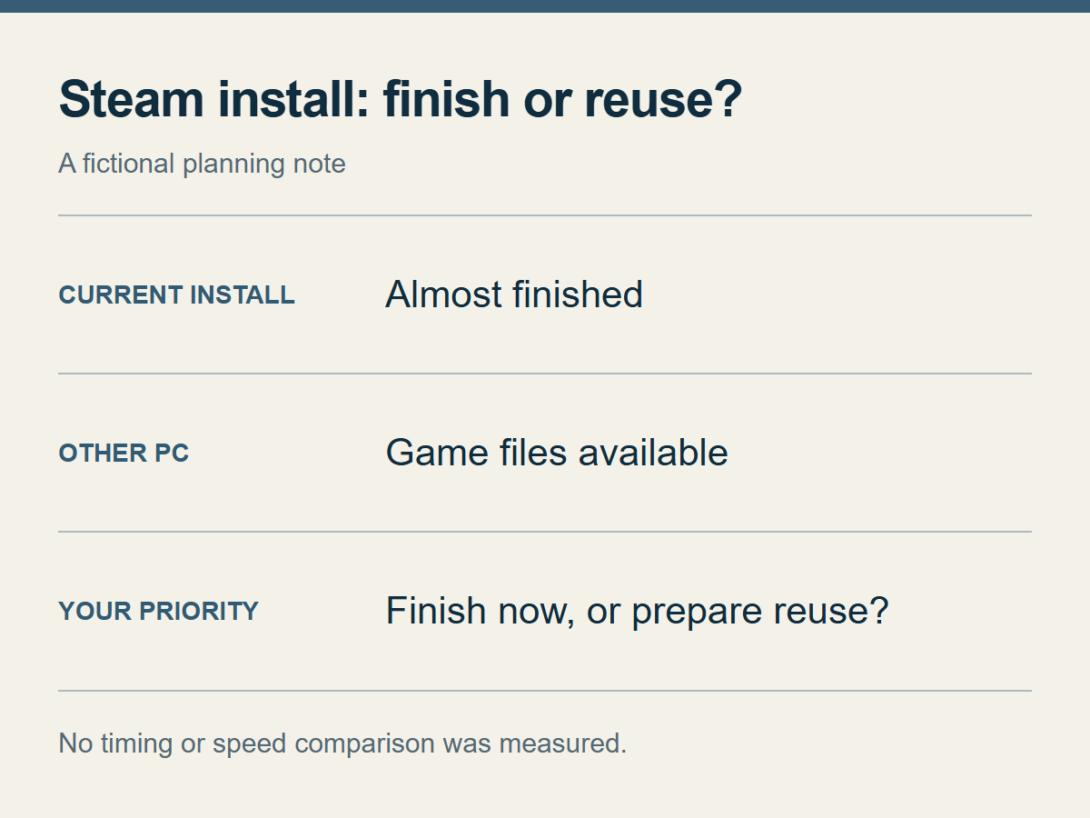 Fiktive Notiz: fast fertige Installation oder Dateien eines anderen PCs wiederverwenden