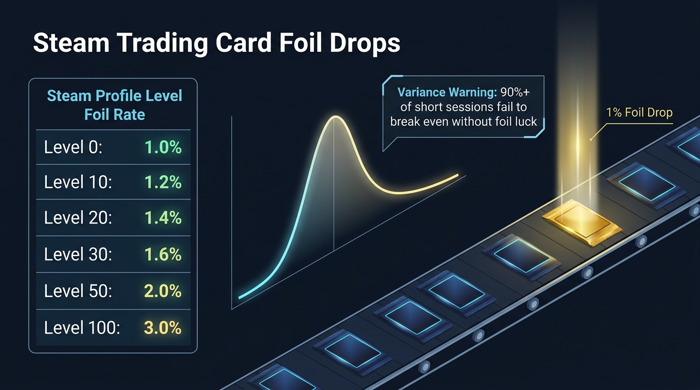 Monte Carlo simulation curve of foil card drop rates across account levels