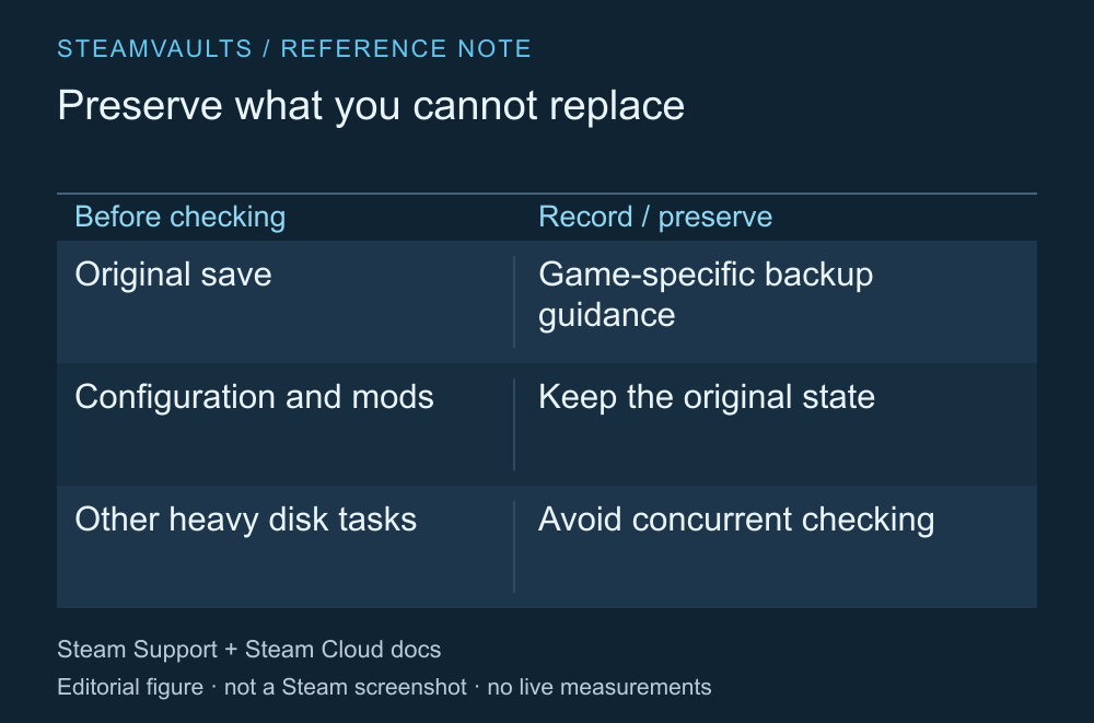 Tabela de preparação com o local dos saves de cada jogo, as configurações personalizadas e os mods usados