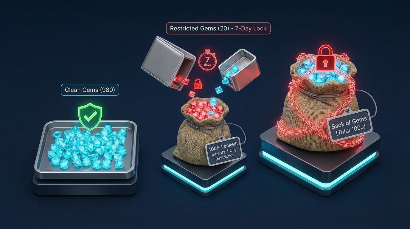 How a single trade-restricted gem locks the entire 1,000 gem sack